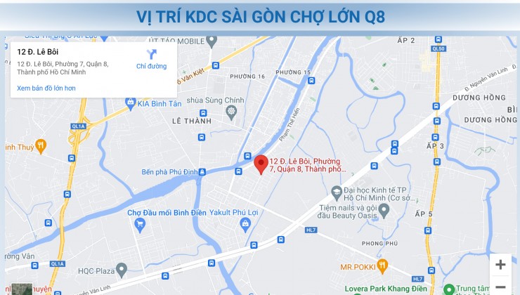 Bán đất KDC Sài Gòn Chợ Lớn, P7, Q8 Phạm Thế Hiển